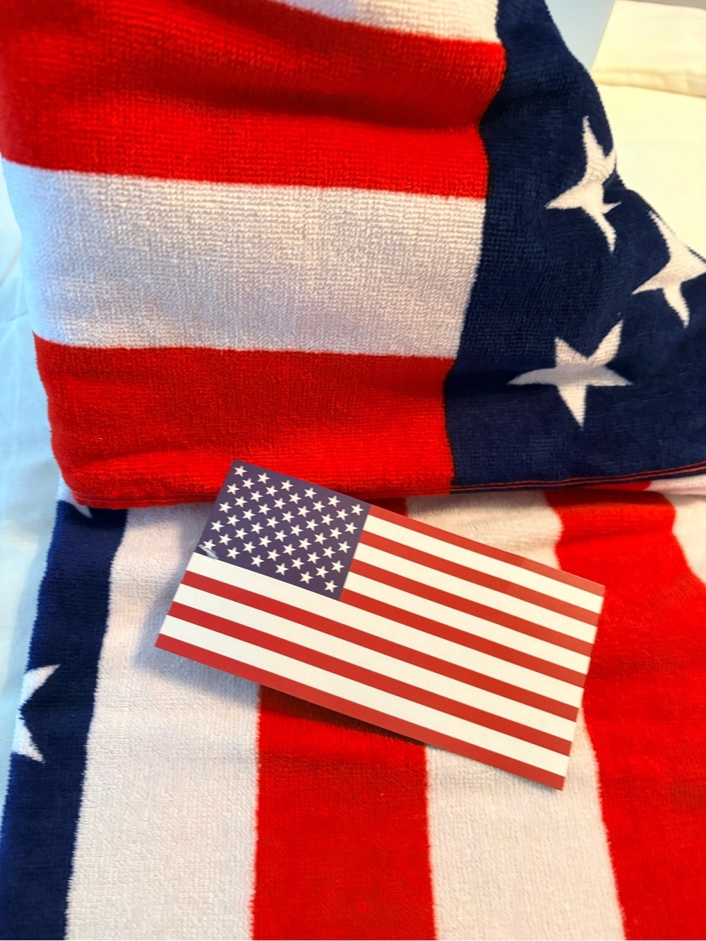 Patriotic 20” Gnome Plush 3 Wick Candle,  30” x 60” American Flag Beach Towel - Picture 14 of 16